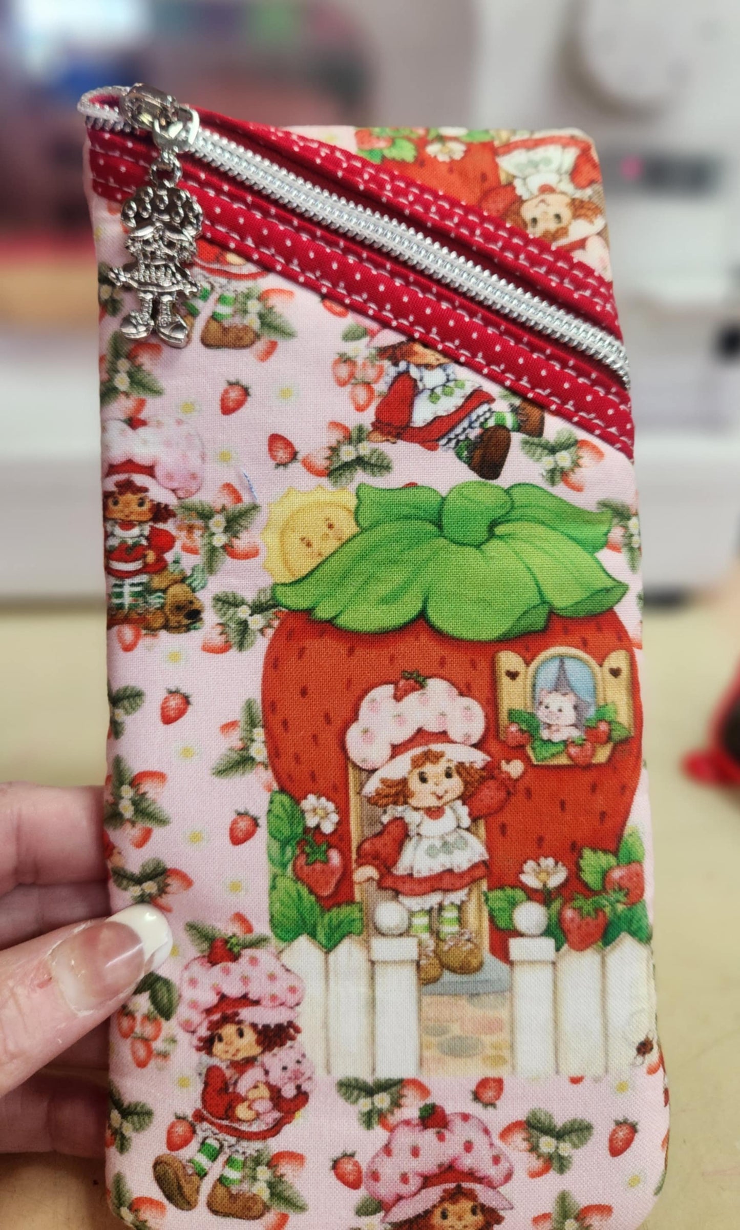 Strawberry Girl Diagonal Zippered Pouch for E-Readers, Tablets, iPads, Sunglasses