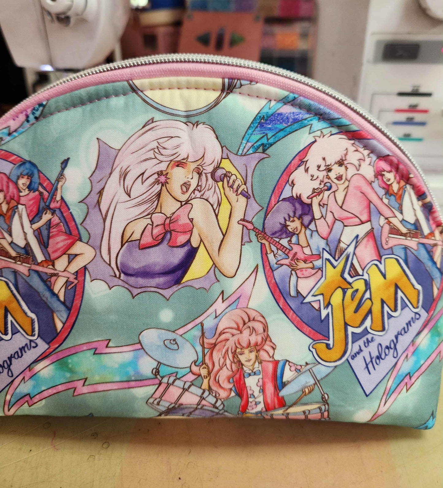80's Jem & The Holograms Taco Half Moon Zipper Pouch Two Sizes