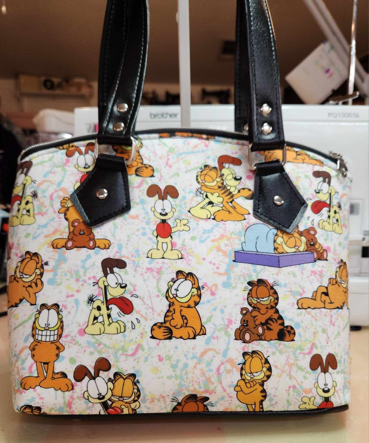 80's Orange Cat & Dog Friend Domed Handbag