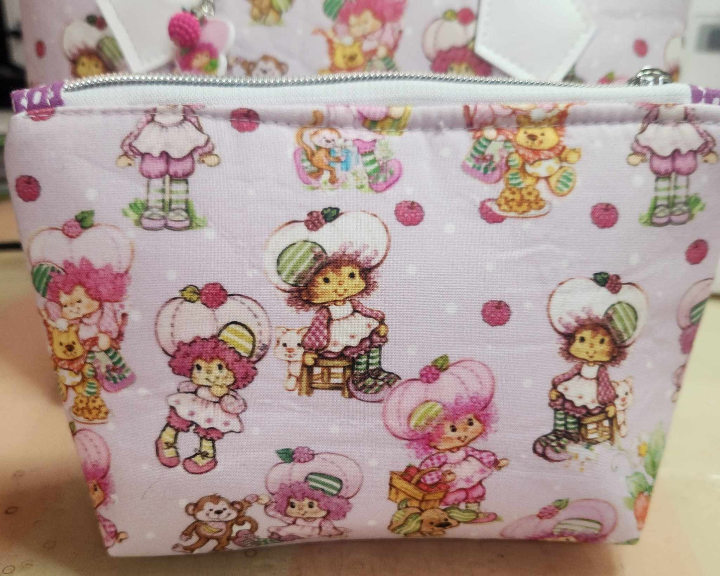 80's Raspberry Girl Squared Zipper Pouch Three Sizes