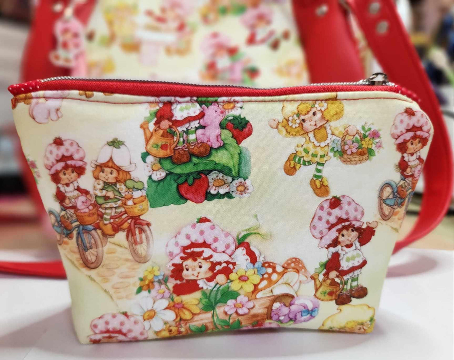 80's Strawberry & Lemon Girls Squared Zipper Pouch Three Sizes