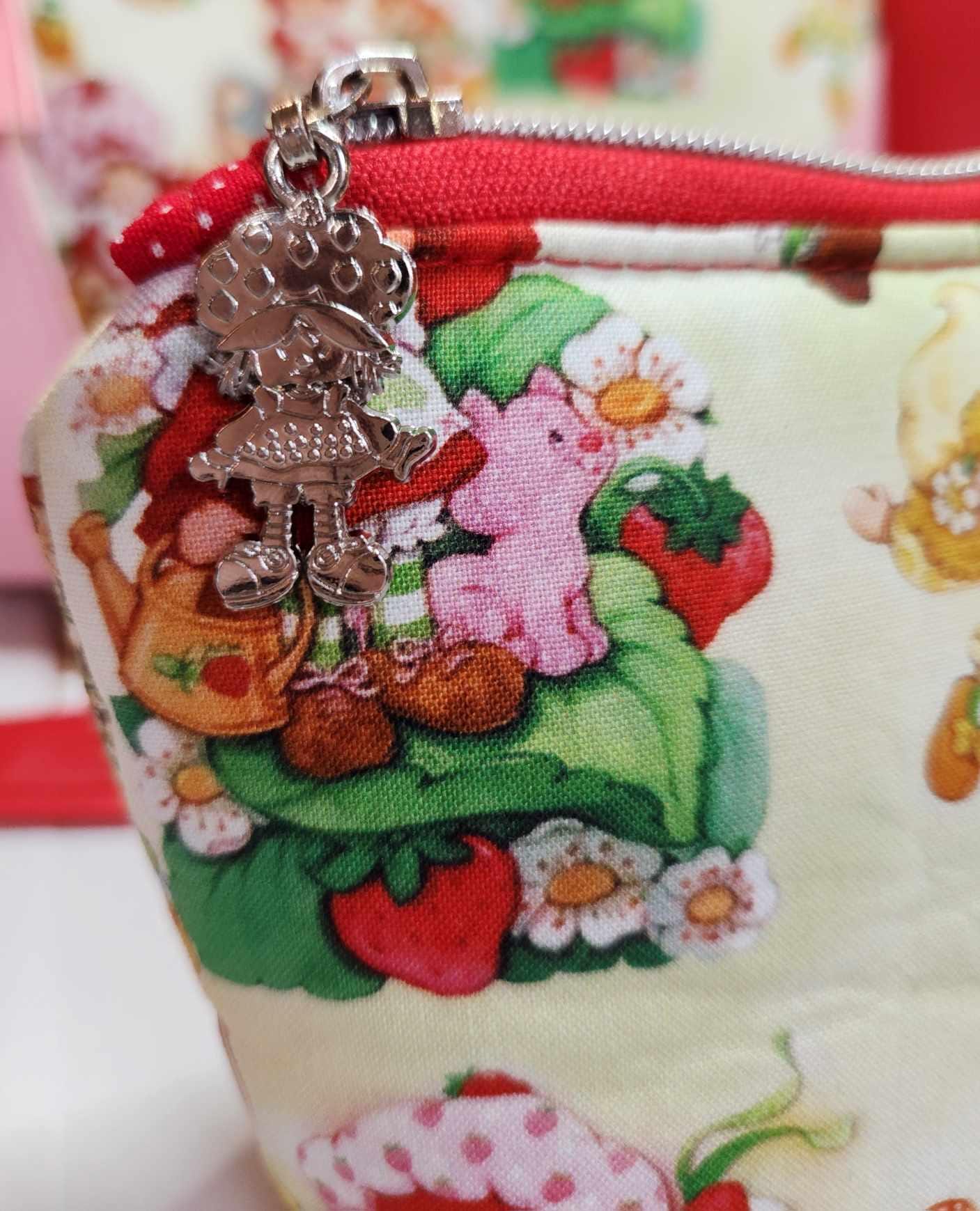 80's Strawberry & Lemon Girls Squared Zipper Pouch Three Sizes