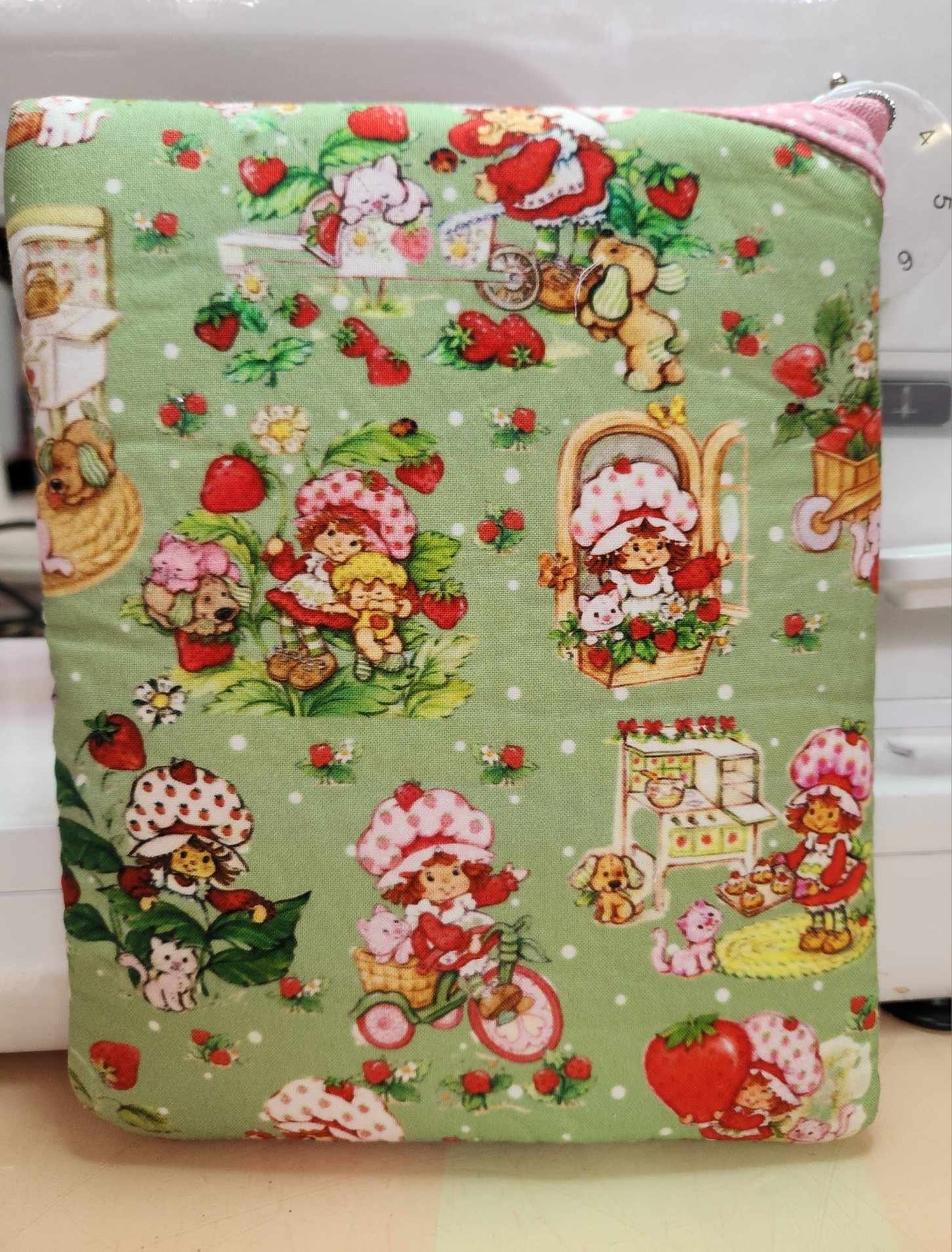 80's Strawberry Girl Diagonal Zippered Pouch for E-Readers, Tablets, iPads, Sunglasses