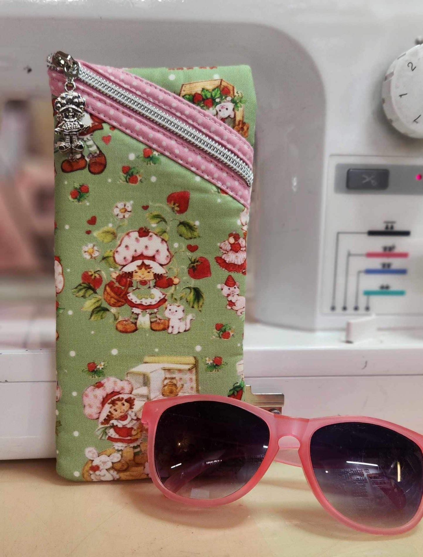 80's Strawberry Girl Diagonal Zippered Pouch for E-Readers, Tablets, iPads, Sunglasses