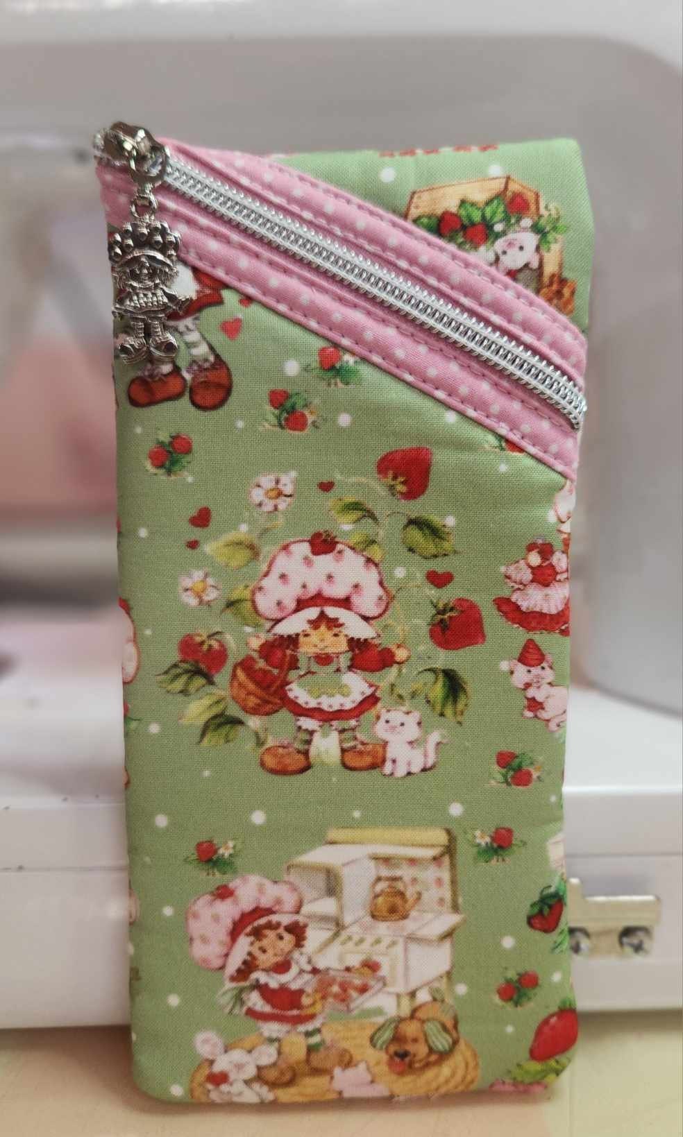 80's Strawberry Girl Diagonal Zippered Pouch for E-Readers, Tablets, iPads, Sunglasses