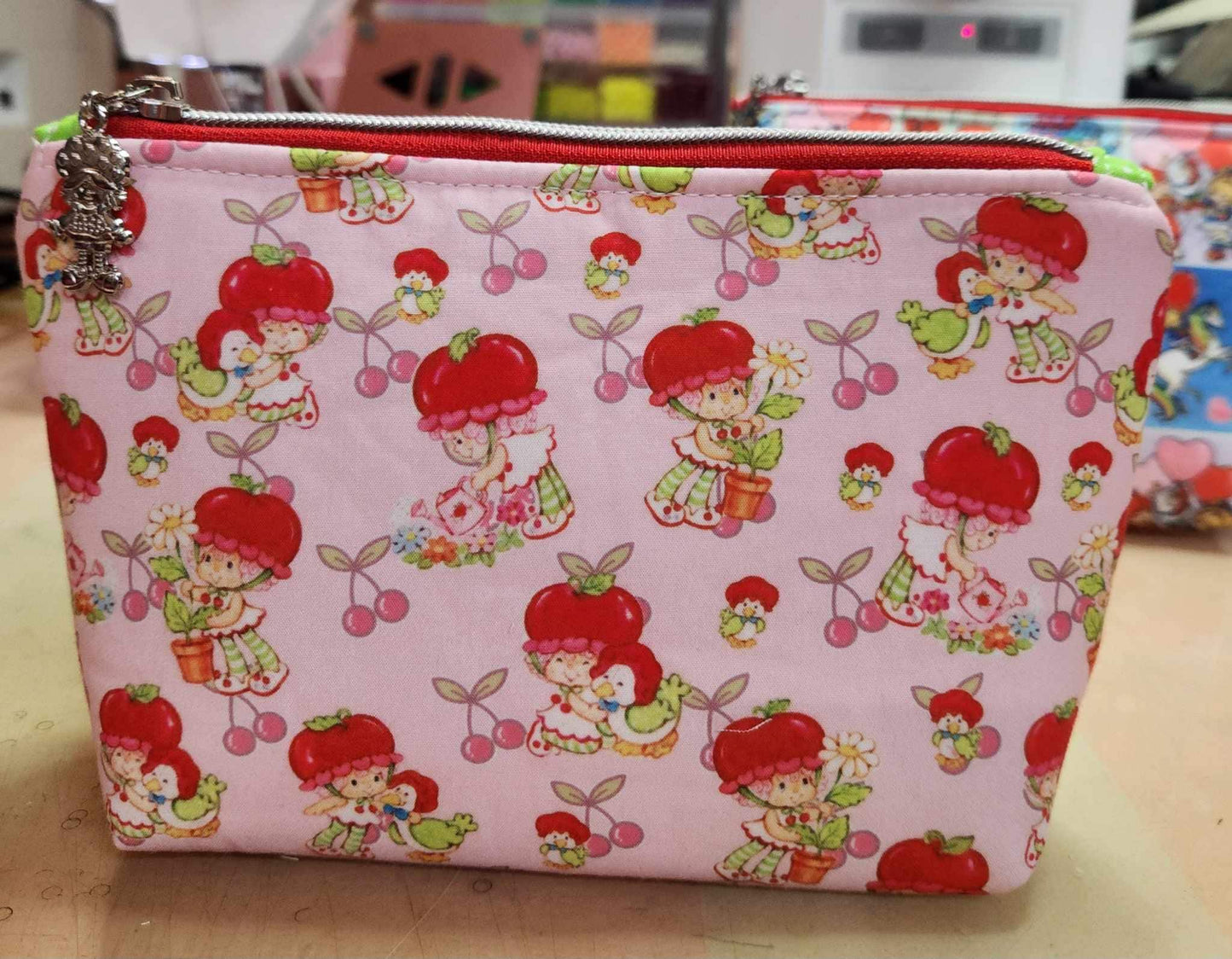 80's Cherry Girl Squared Zipper Pouch Three Sizes