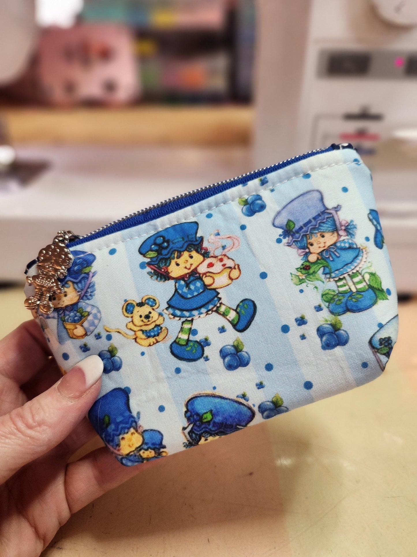 80's Blueberry Girl Squared Zipper Pouch Three Sizes