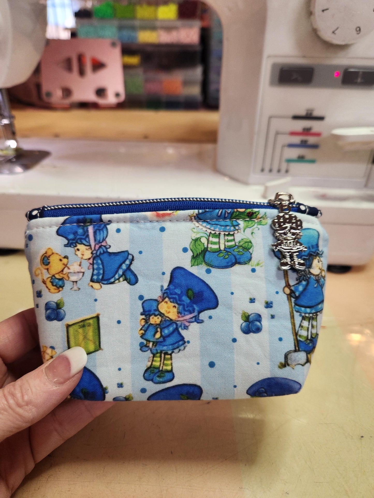 80's Blueberry Girl Squared Zipper Pouch Three Sizes