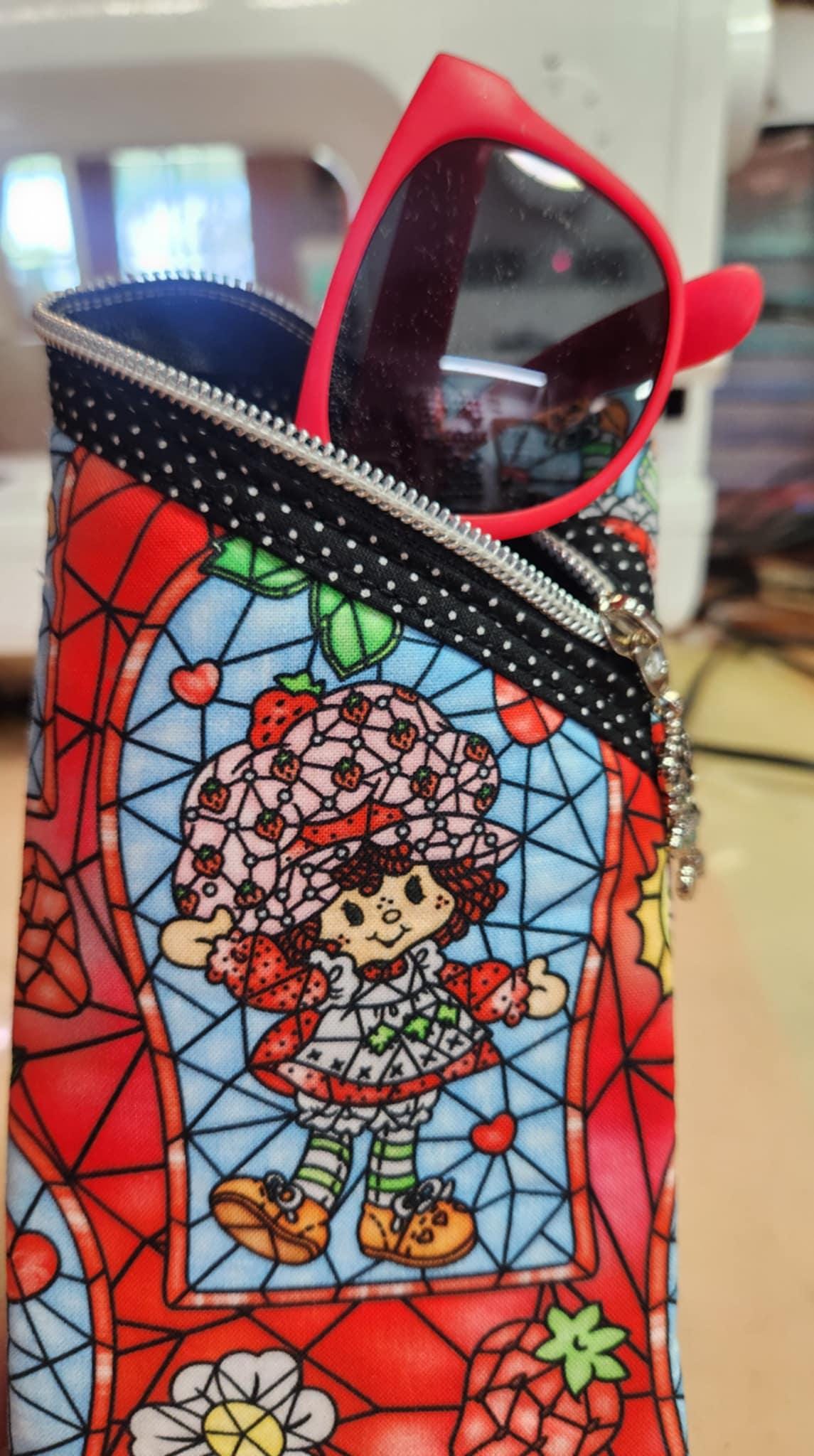 80's Strawberry Girl Stained Glass Diagonal Zippered Pouch for E-Readers, Tablets, iPads, & Sunglasses