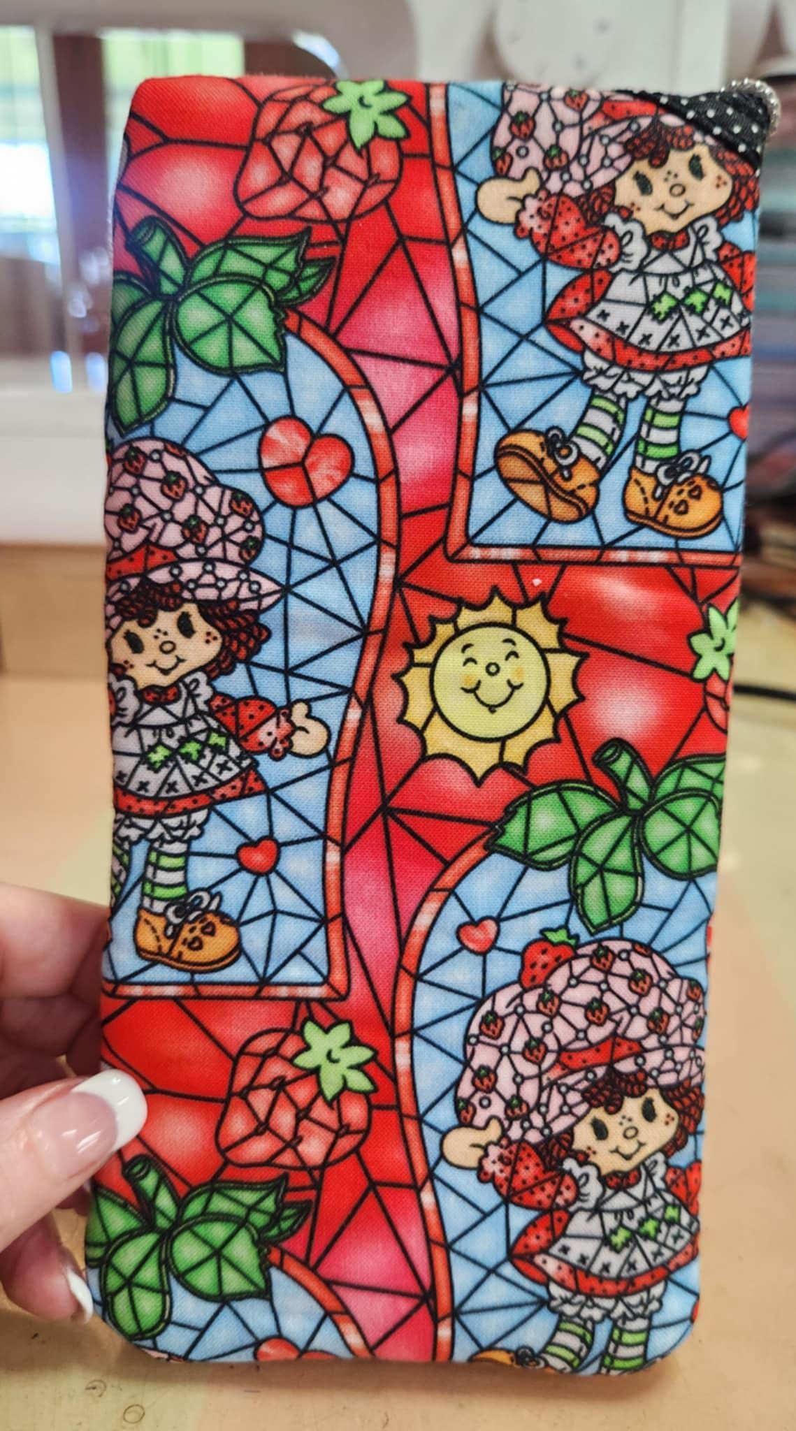 80's Strawberry Girl Stained Glass Diagonal Zippered Pouch for E-Readers, Tablets, iPads, & Sunglasses