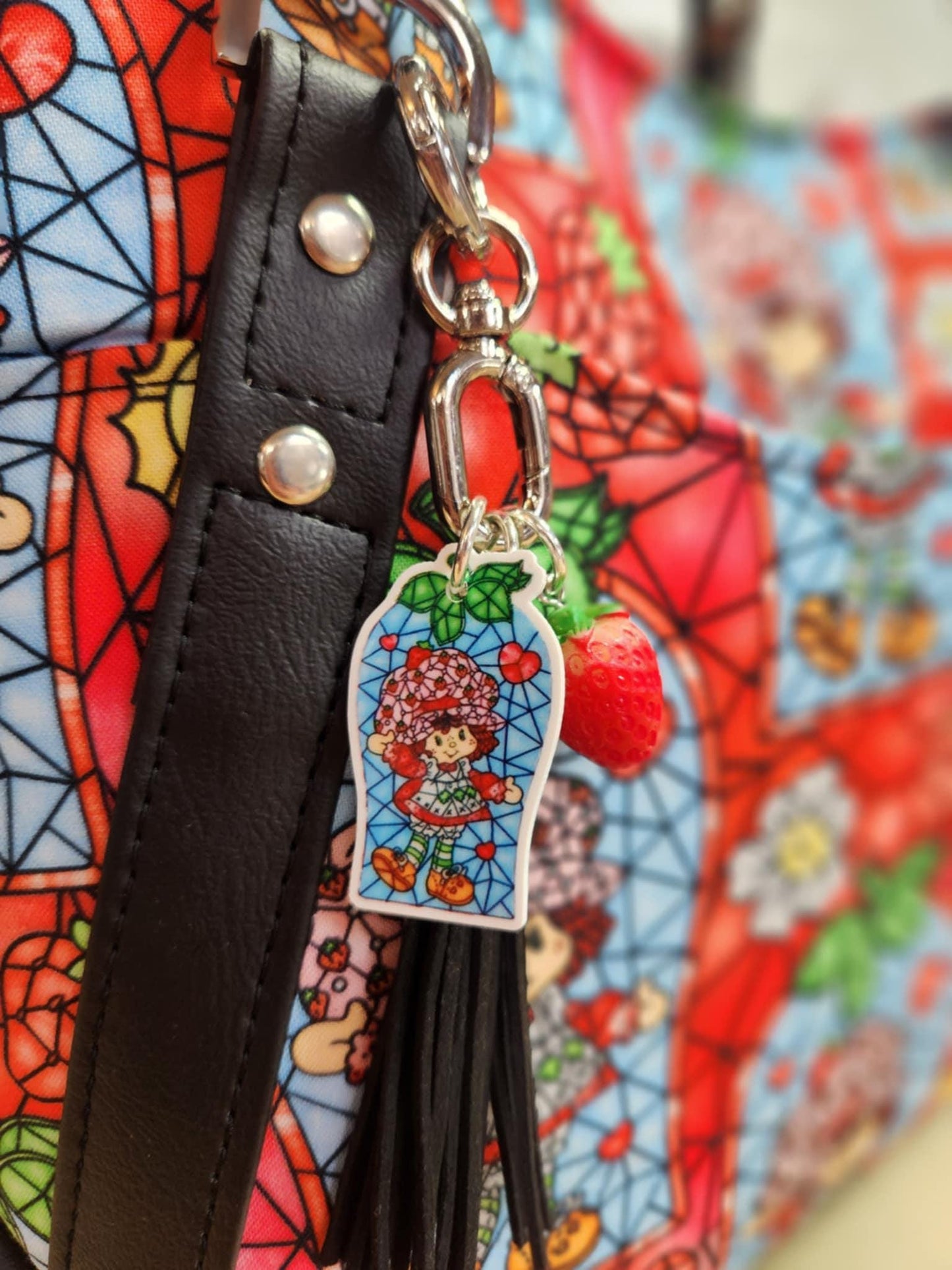 Scented Option! 80's Strawberry Girl Stained Glass Large Handbag