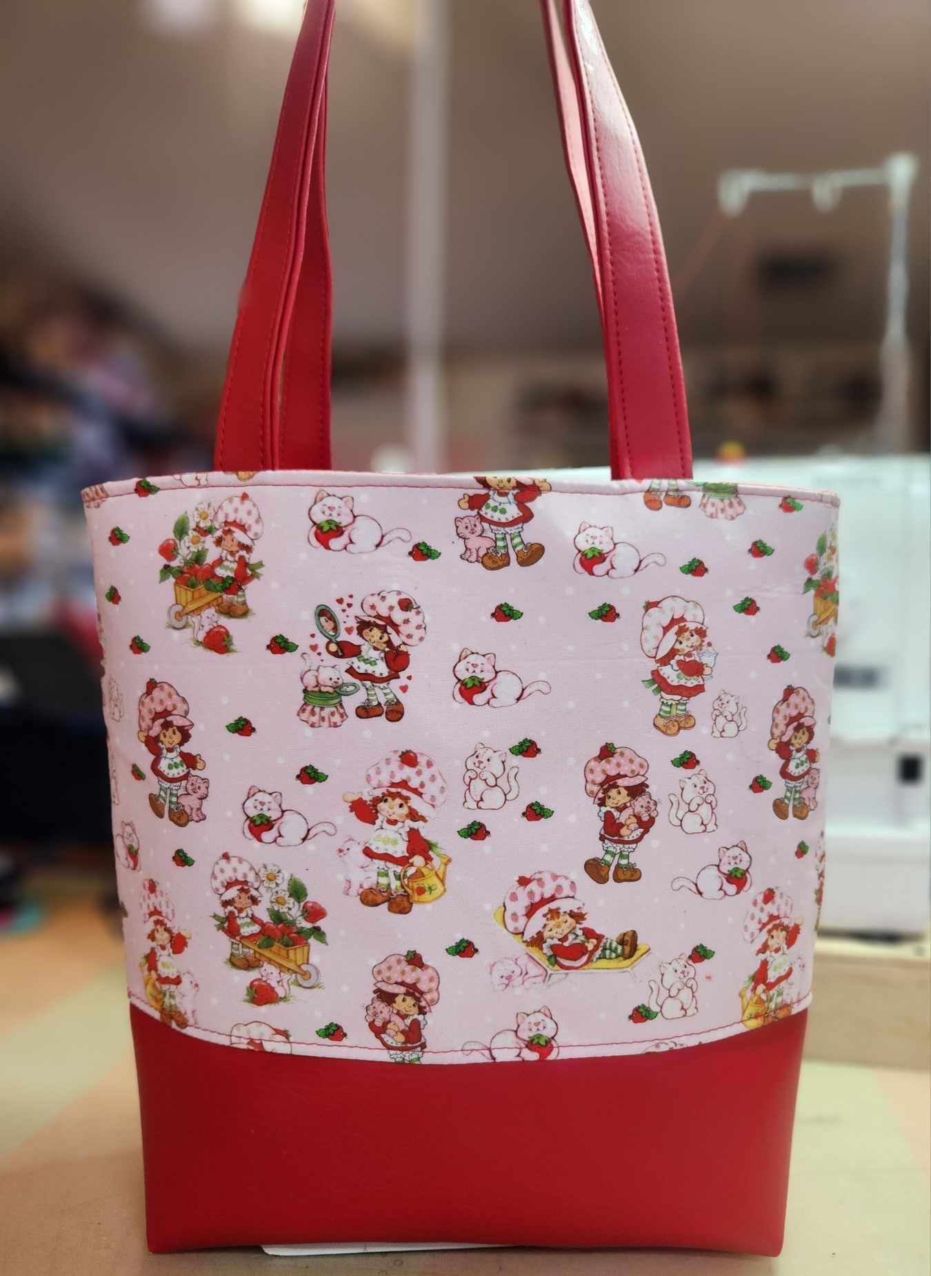 80's Strawberry Girl & Cat Simple Tote Bag