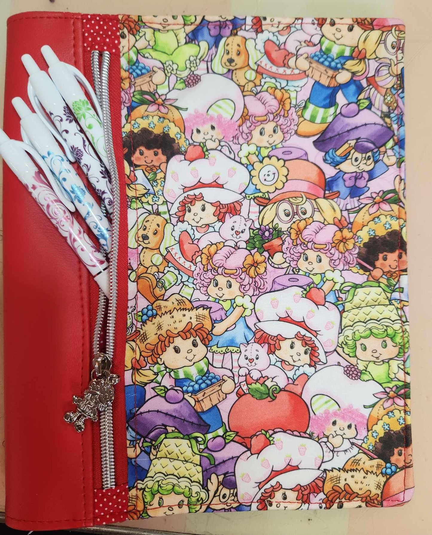 Strawberry Friends Notebook Cover Zipper Front Pocket Two Sizes