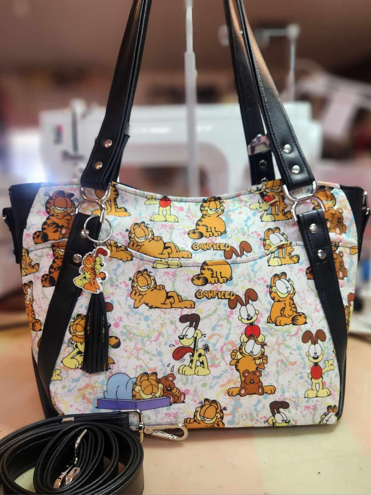 80's Orange Cat & Dog Large Handbag