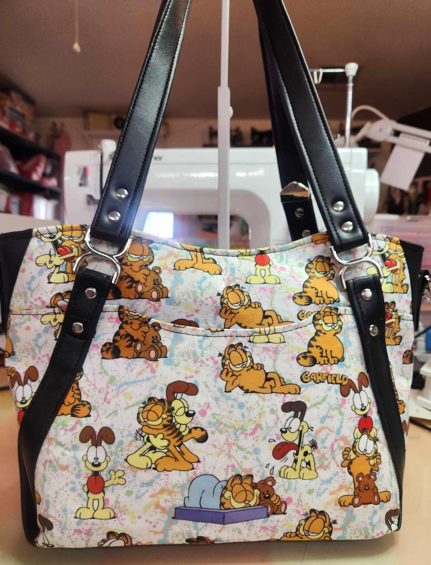 80's Orange Cat & Dog Large Handbag