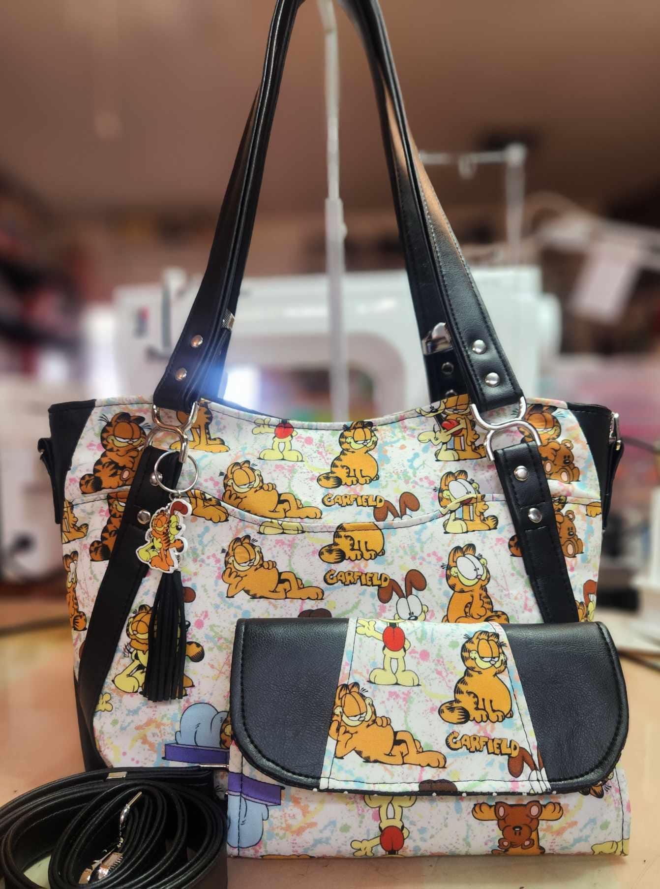 80's Orange Cat & Dog Large Handbag
