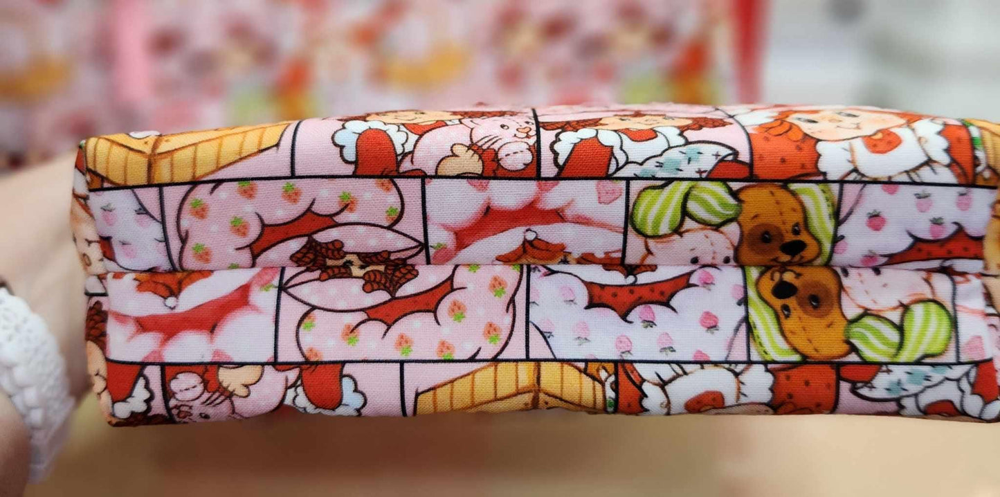 80's Strawberry Girl Faces Squared Zipper Pouch Three Sizes