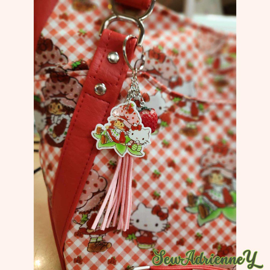 80's Strawberry Girl & Kitty Large Handbag