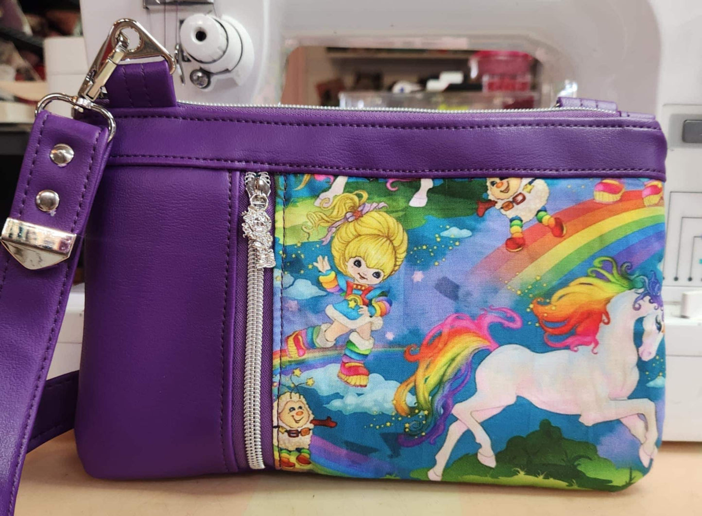80's Rainbow Girl Crossbody Zippered Clutch