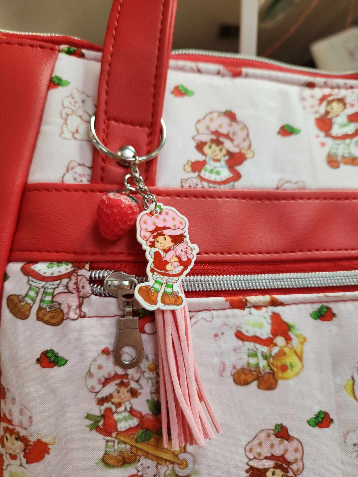 Scented Option! Strawberry Girl & Cat Large Handbag