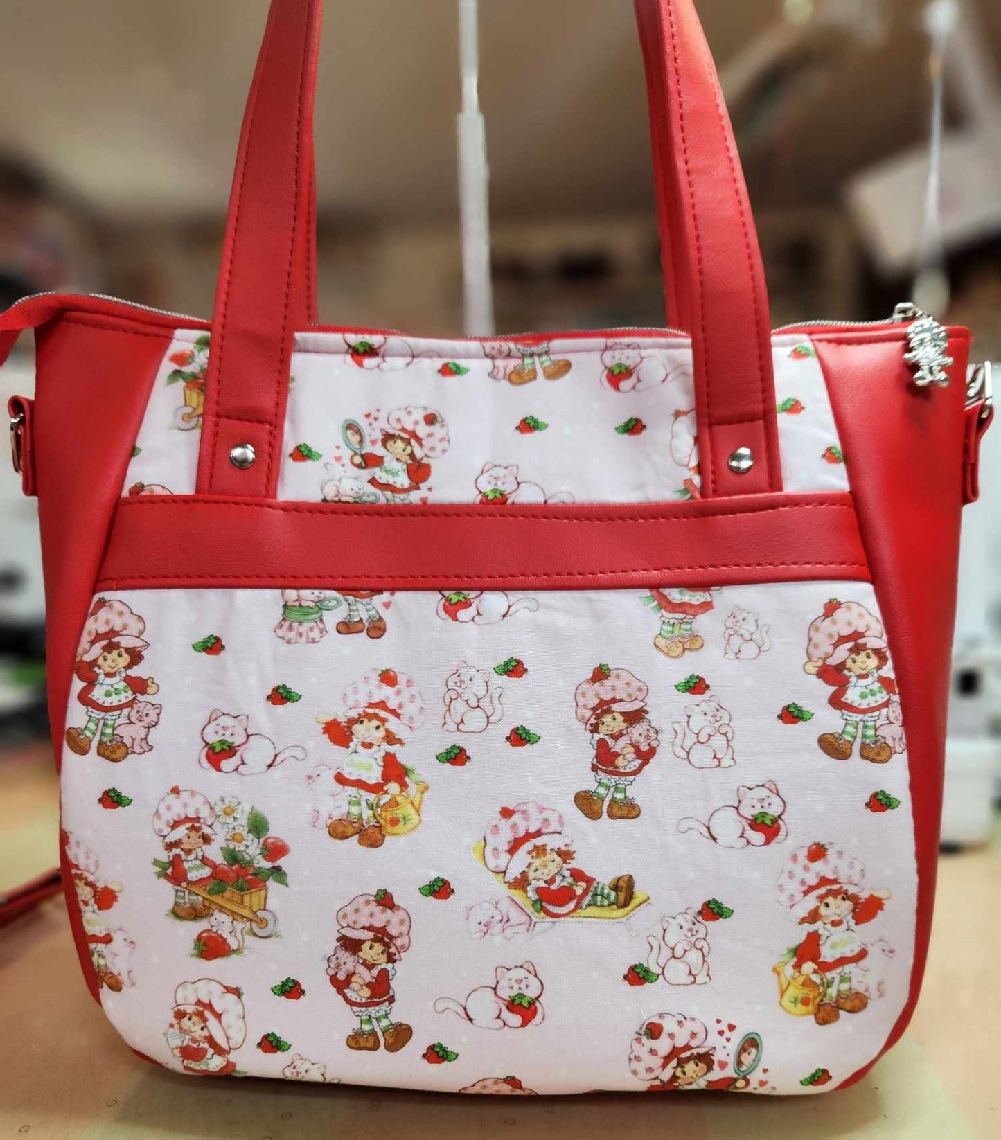 Scented Option! Strawberry Girl & Cat Large Handbag