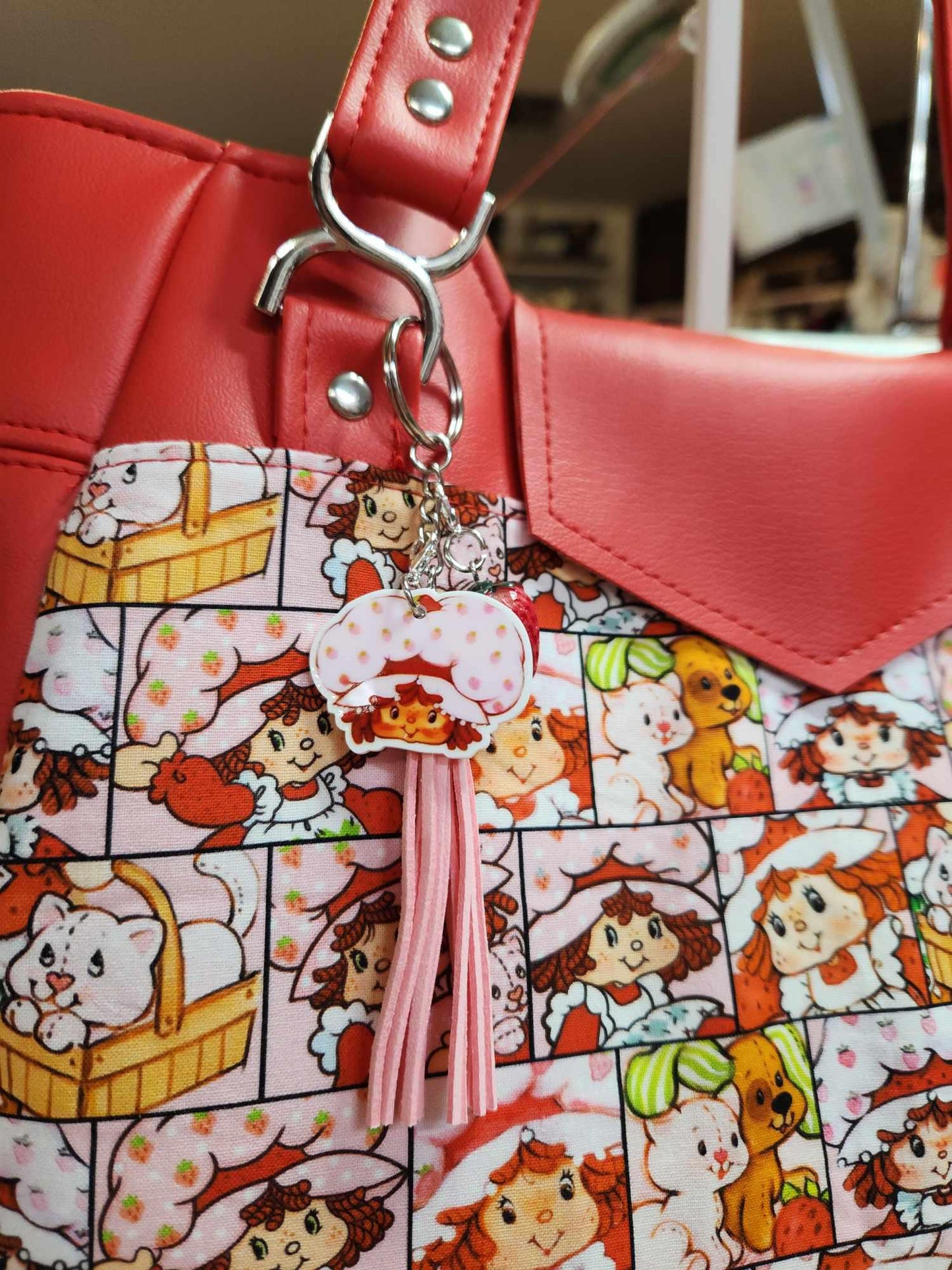 Scented Option! Strawberry Gir Faces, Large Handbag, Shoulder, Custom Handbag, Purse, 80's Cartoon, SewAdrienneY