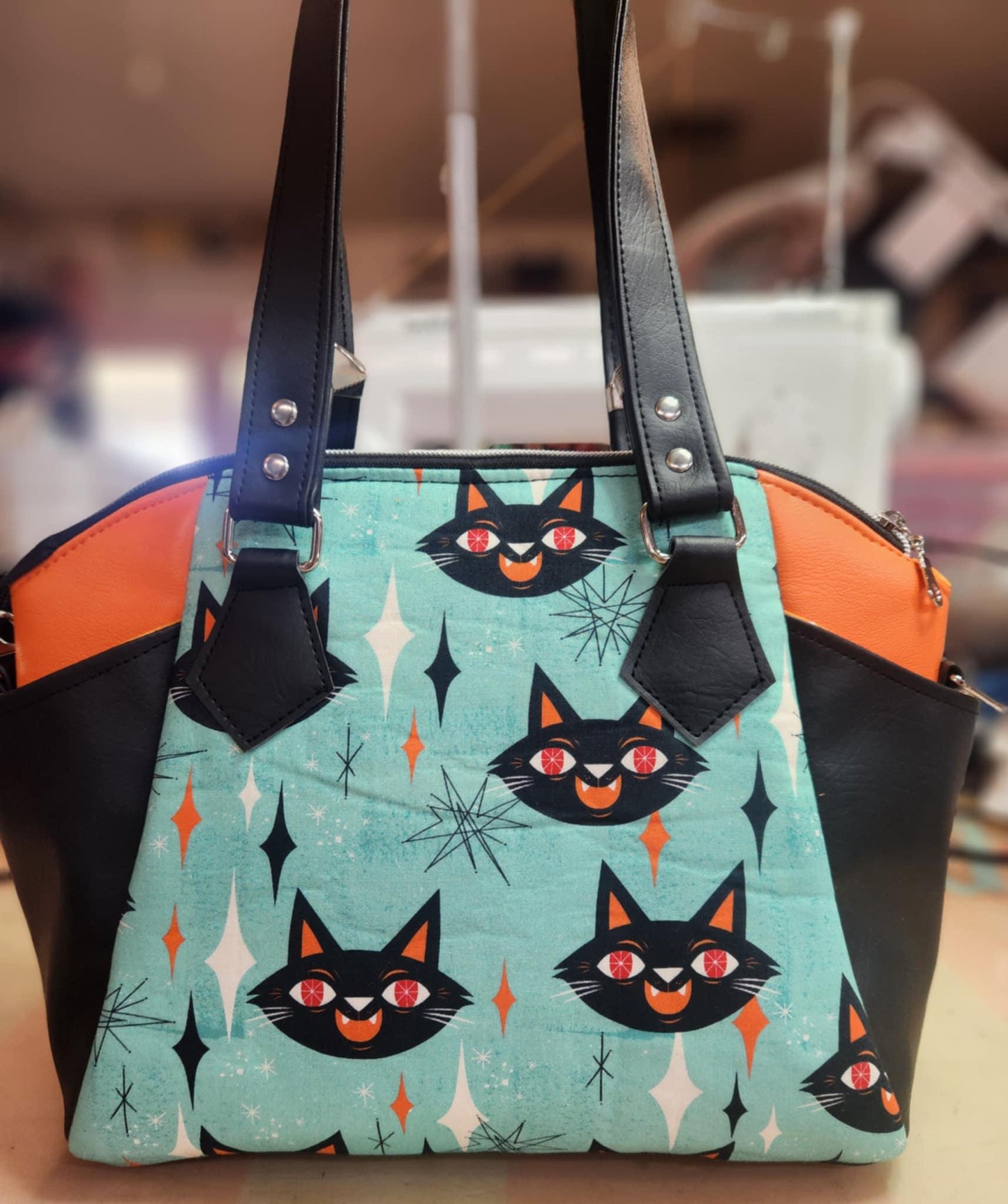 Atomic Black Cat Spooky Halloween Shoulder Bag