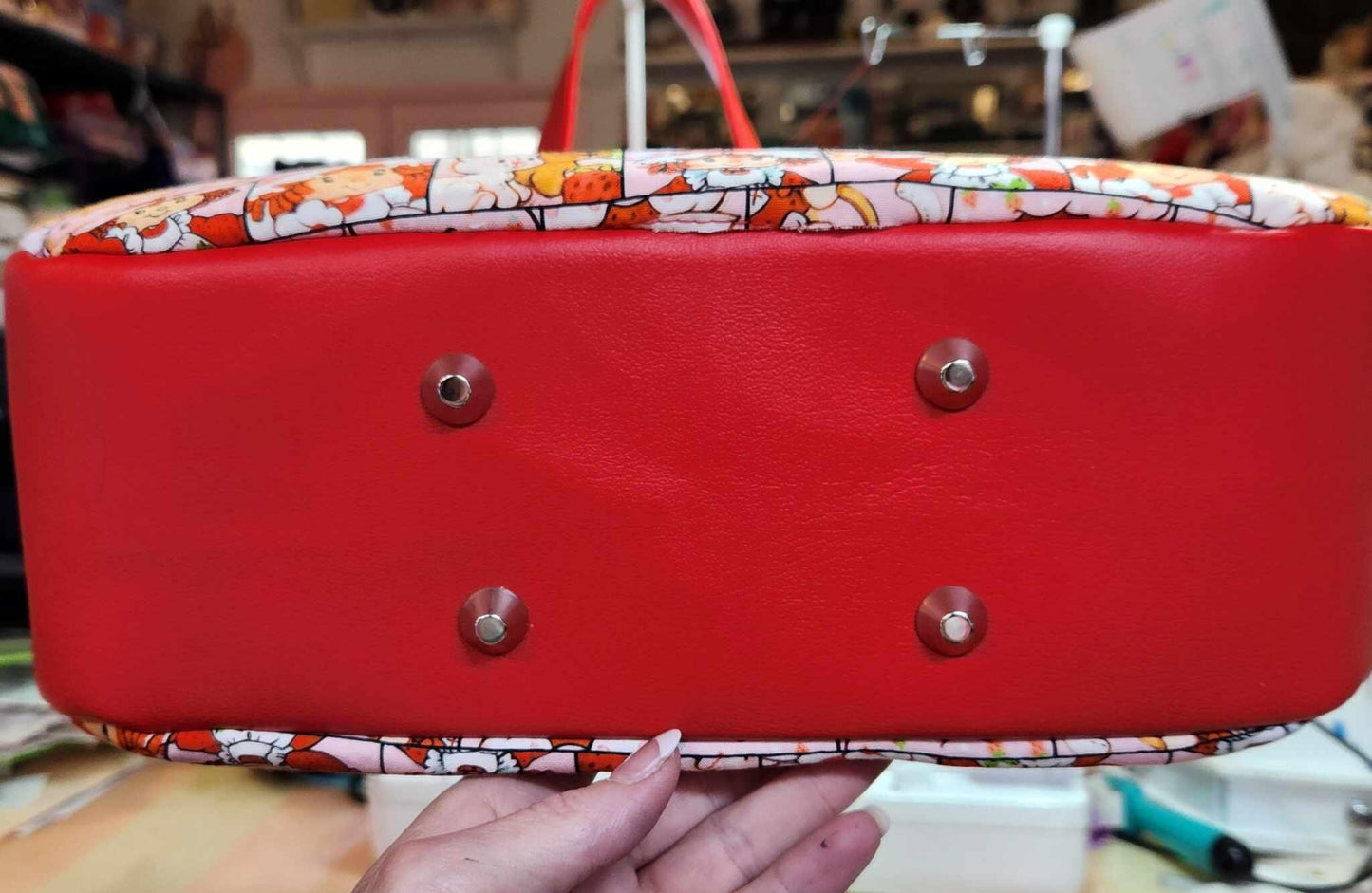 Scented Option! Strawberry Gir Faces, Large Handbag, Shoulder, Custom Handbag, Purse, 80's Cartoon, SewAdrienneY