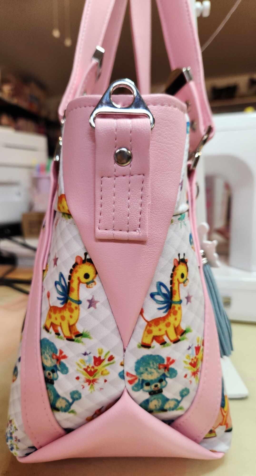 Kitschy Vintage, Baby Animals, Quilted Look, Large Handbag, Shoulder Bag, Custom Handbag, Purse, Decals, SewAdrienneY