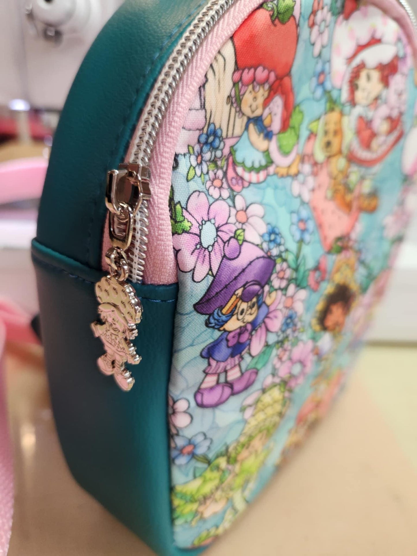 Scented Option! Strawberry & Friends Teal Small Backpack Crossbody