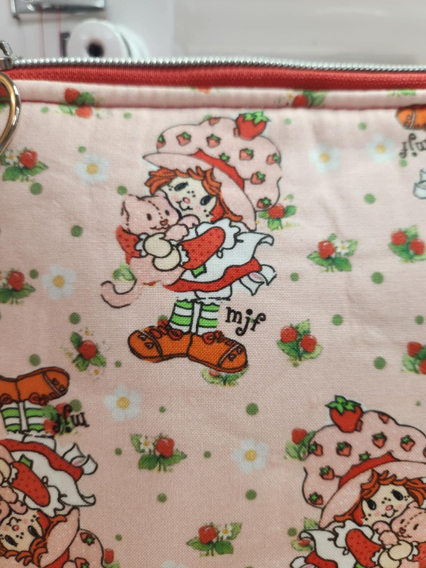 Originial 1978 Drawing Strawberry Girl Collab with Creator Muriel J. Fahrion Squared Zipper Pouch Three Sizes