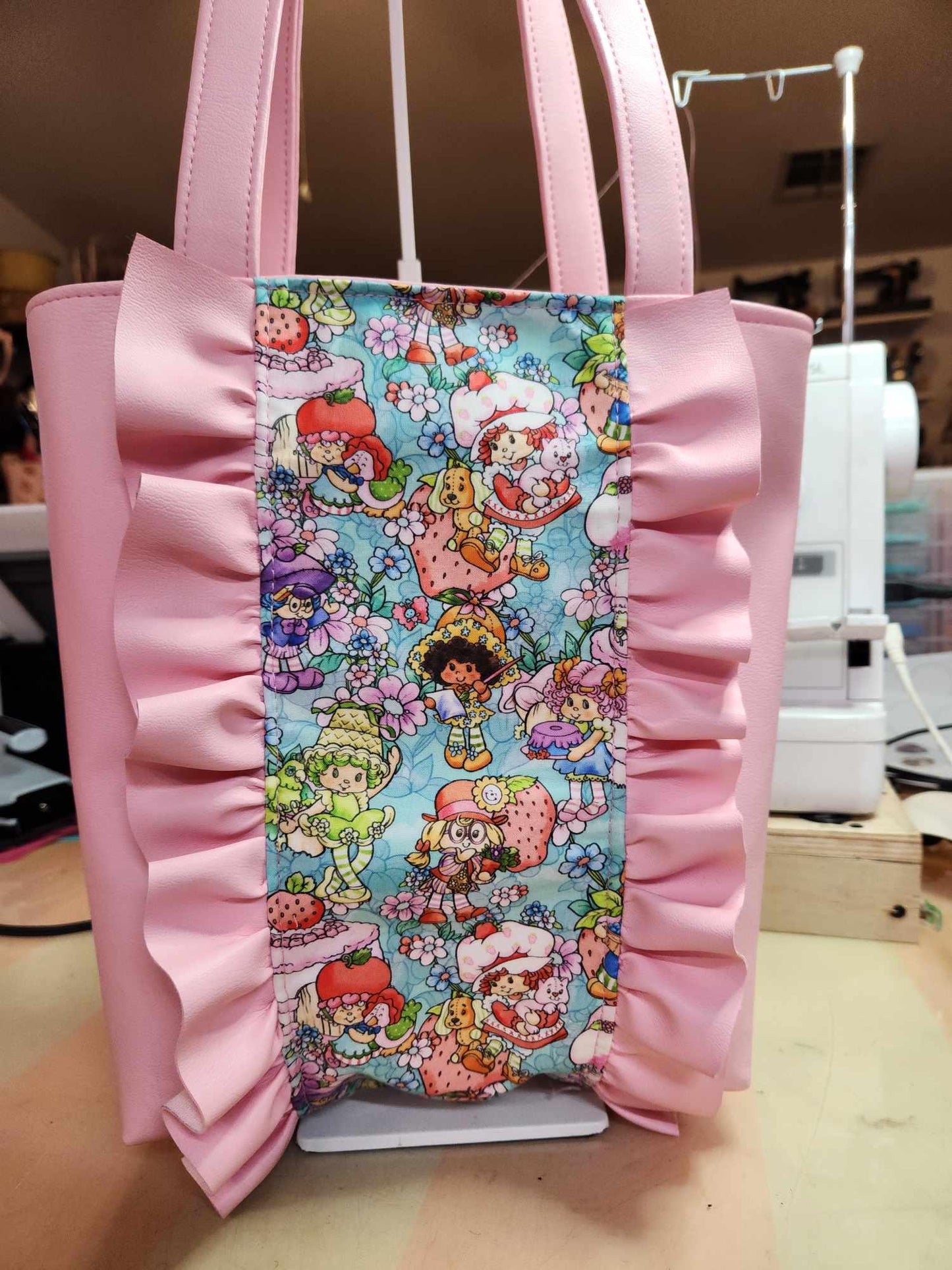 80's Strawberry Friends Ruffled Tote Bag