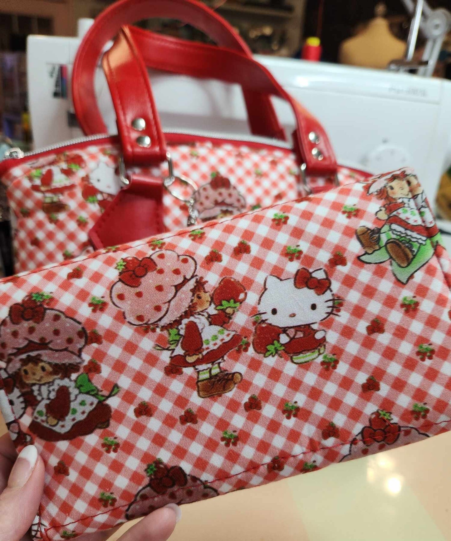 Strawberry Girl & Kitty Accordion Wallet