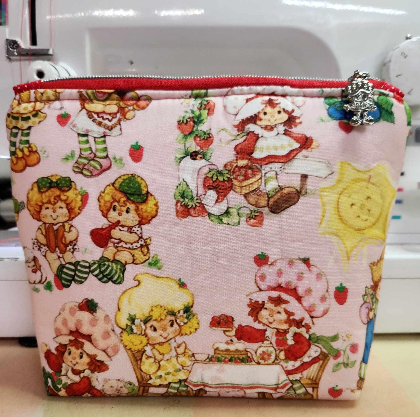 80's Strawberry Friends Squared Zipper Pouch Three Sizes