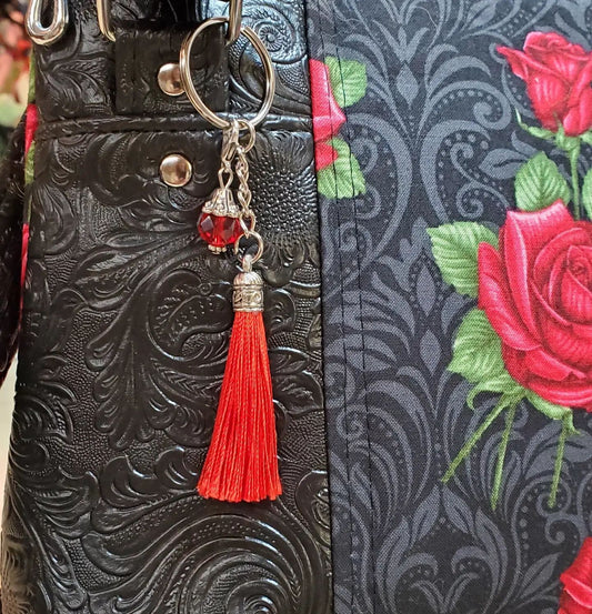 Red Roses Scrolls Crossbody Bag