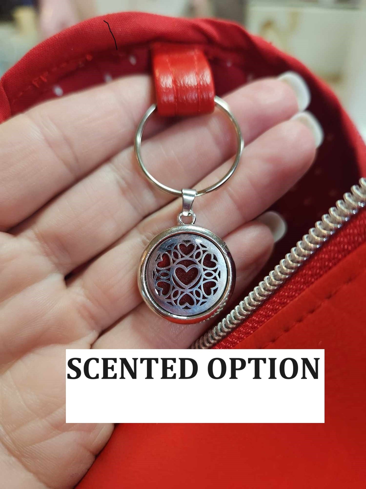 Scented Option! Strawberry Faces Red Domed Handbag