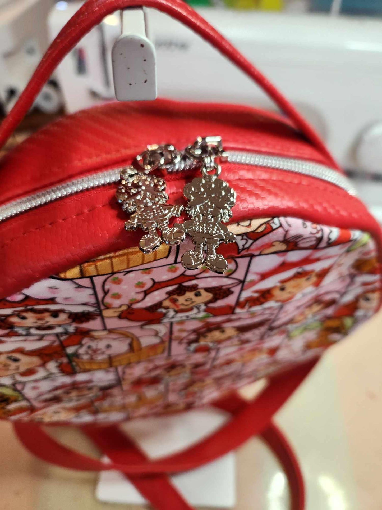 80's Strawberry Girl Faces Circle Crossbody Bag