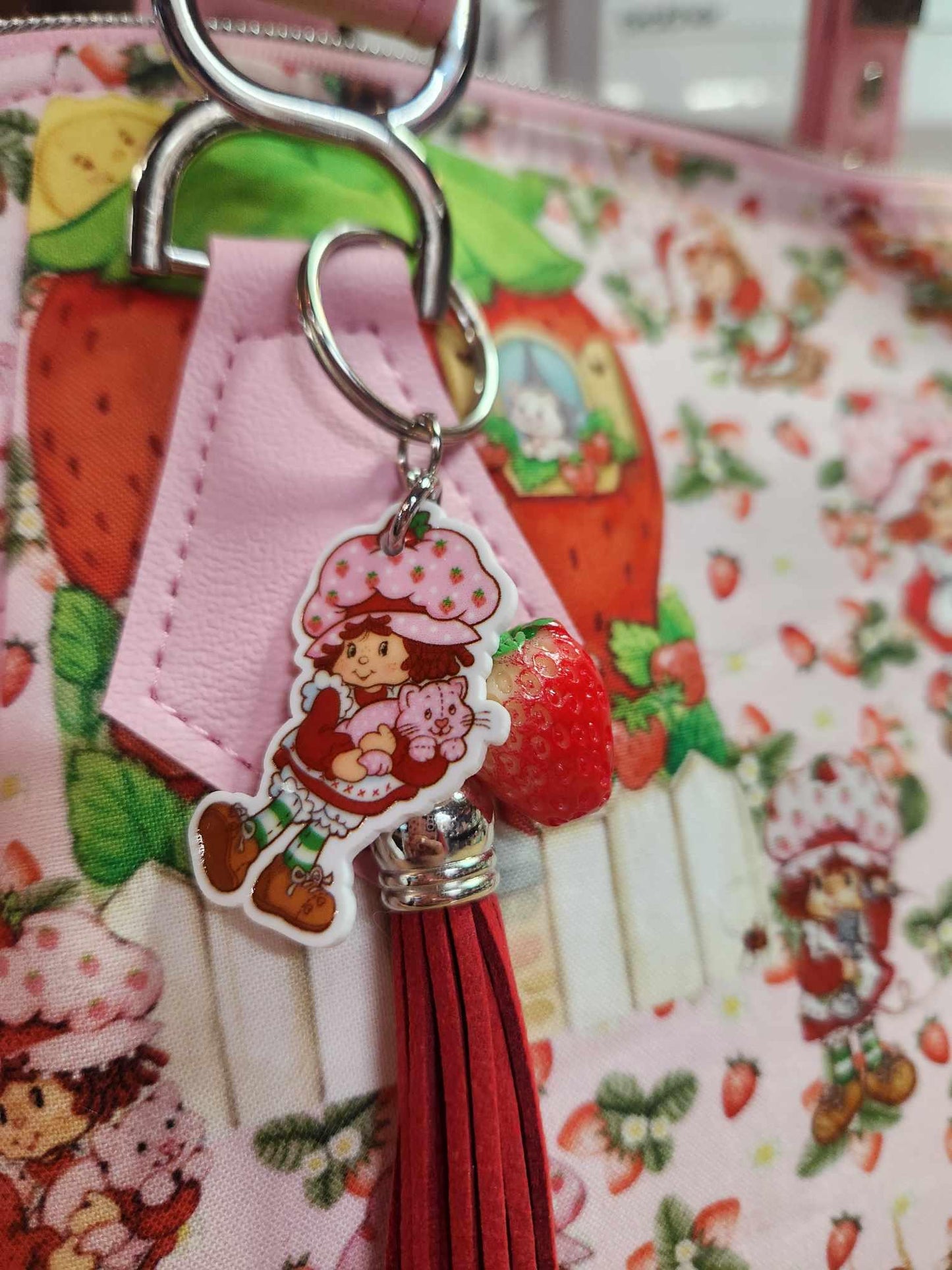 Scented Option! Strawberry Shortcake, Pink, Purse for Women, Shoulder Bag, 80's, Cartoon, Handmade, SewAdrienneY