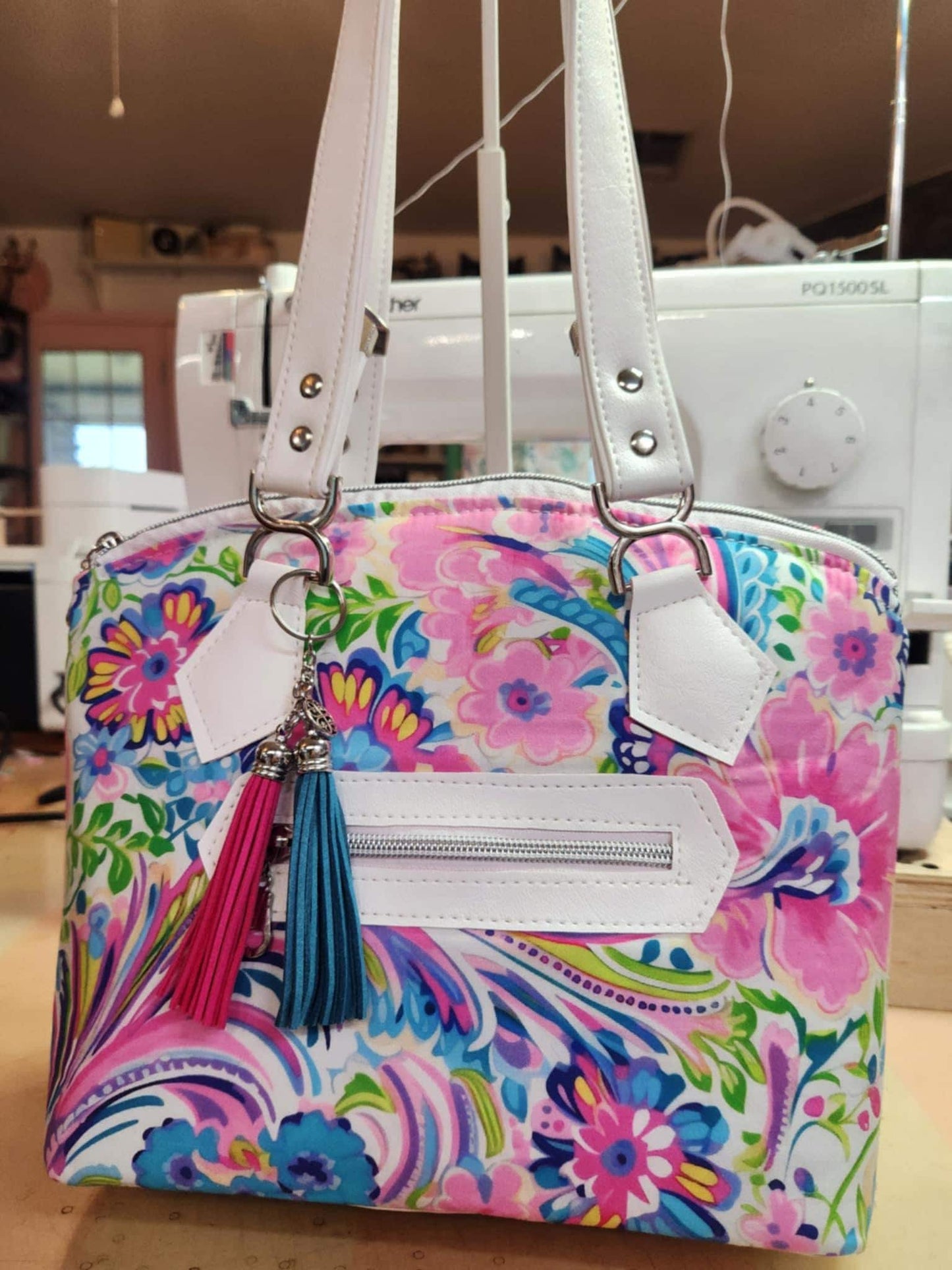Preppy Paisley Watercolor Floral Domed Handbag