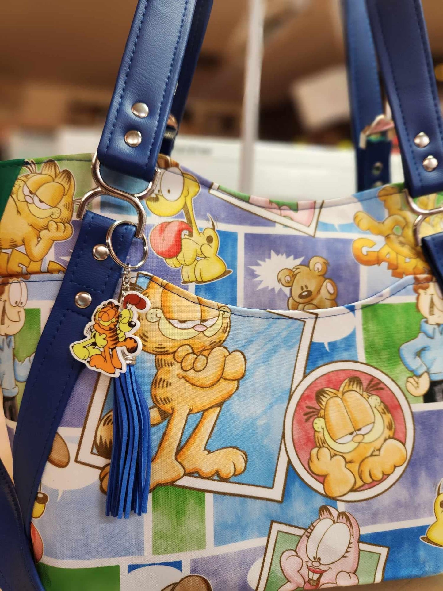 80's Orange Cartoon Cat Large Handbag