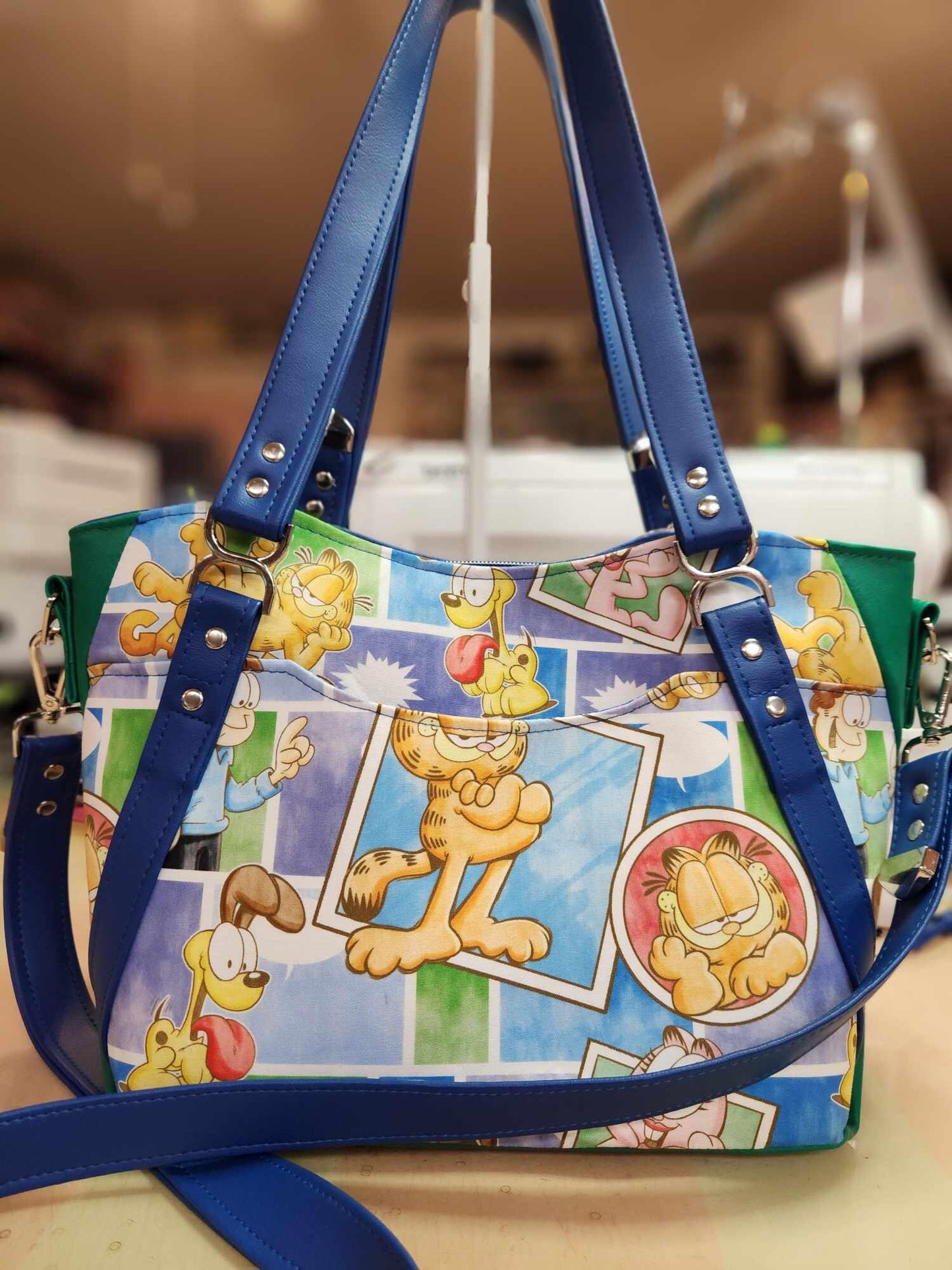 80's Orange Cartoon Cat Large Handbag