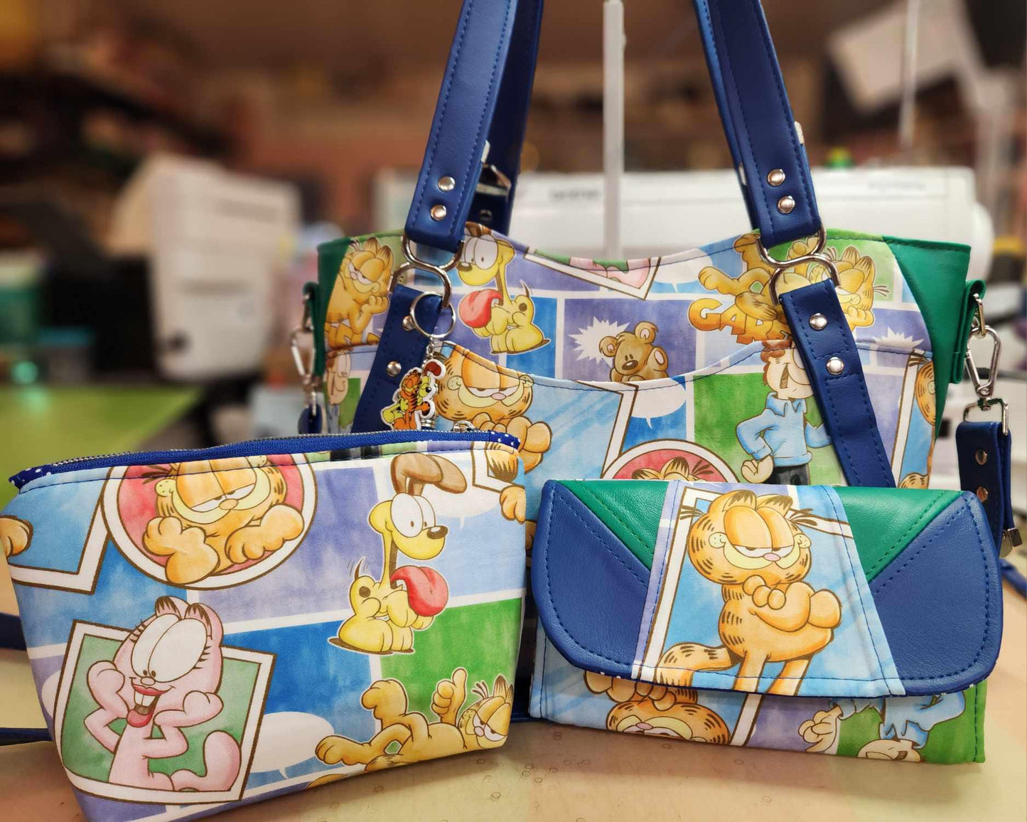 80's Orange Cartoon Cat Large Handbag
