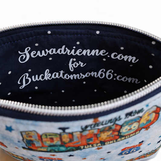 Greetings from Route 66 Tulsa Meadow Gold Mural Zippered Pouch Two Sizes