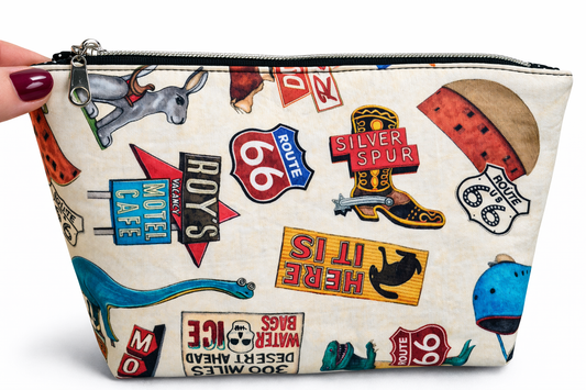 Route 66 USA Icons Squared Zipper Pouch Two Sizes