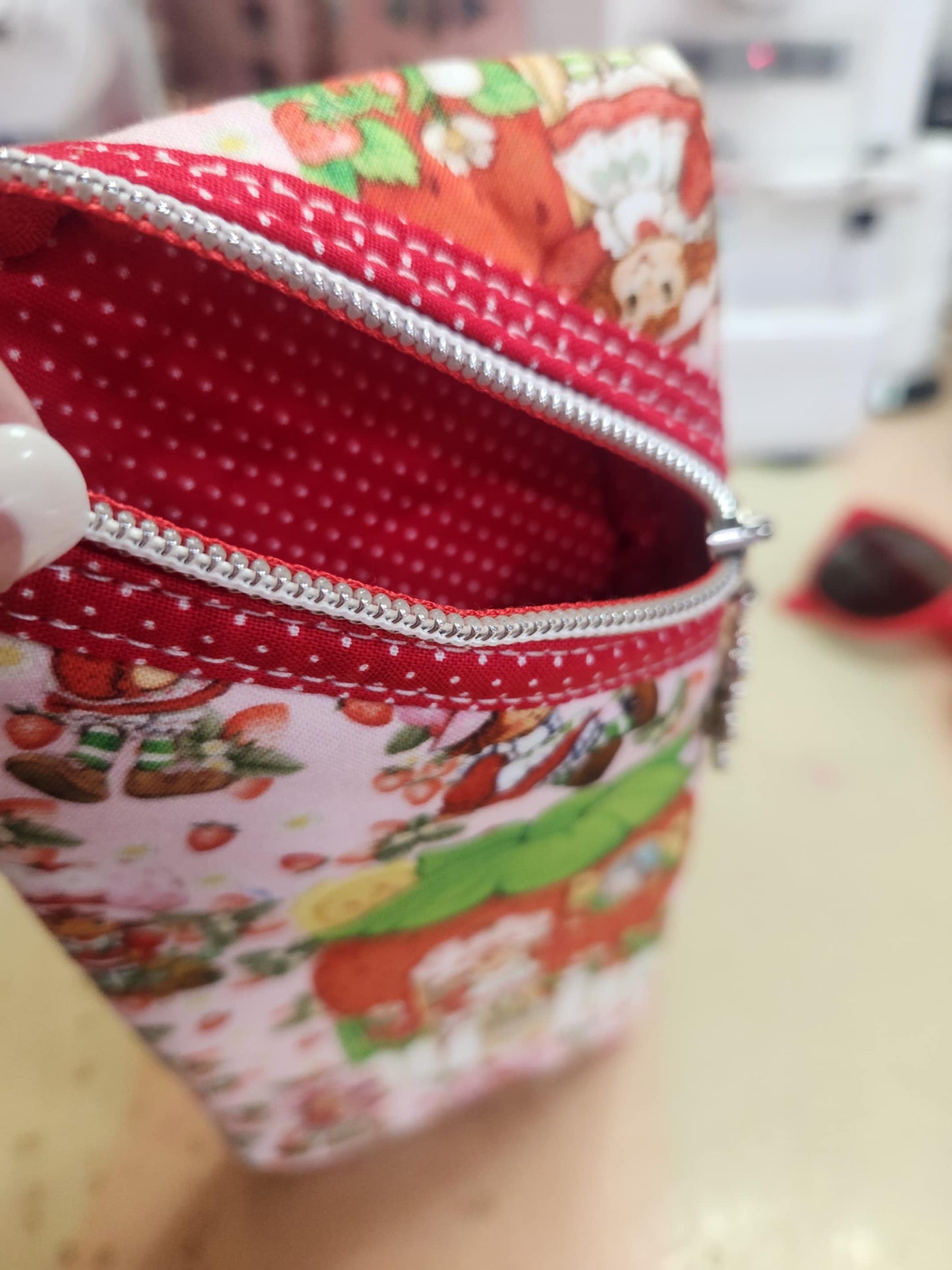 Strawberry Girl Diagonal Zippered Pouch for E-Readers, Tablets, iPads, Sunglasses