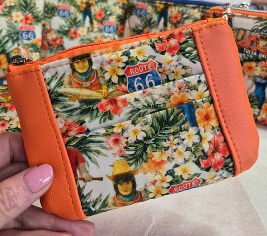 Hawaiian Print Buck Atoms Land of the Giants Route 66 Tulsa Zip-Up Cardholder