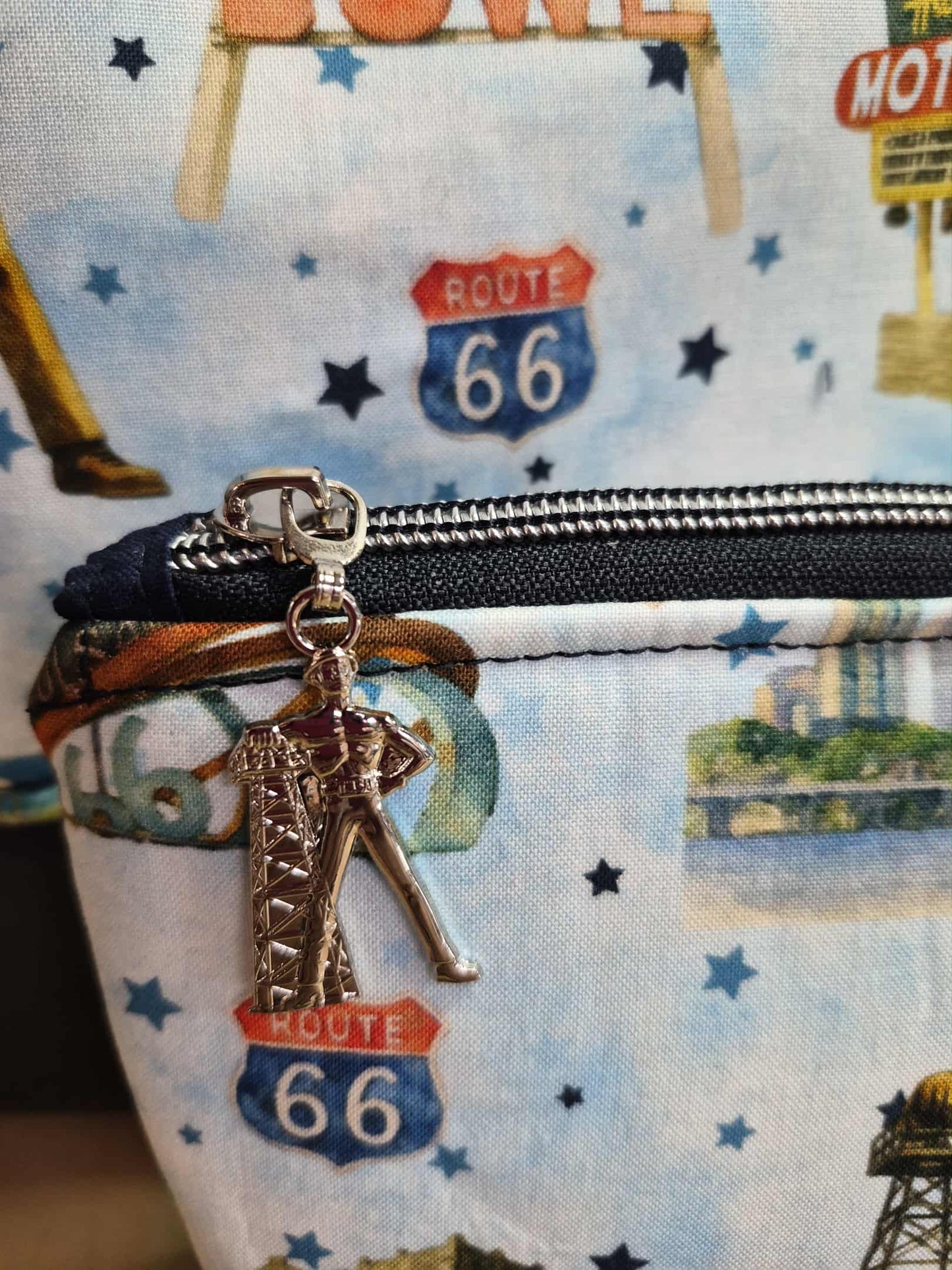 Route 66 Tulsa Icons Squared Zipper Pouch Three Sizes