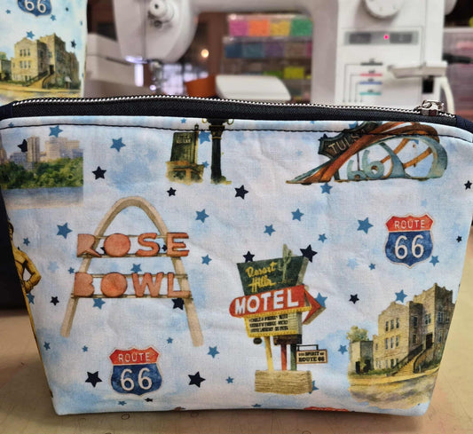 Route 66 Tulsa Icons Squared Zipper Pouch Three Sizes