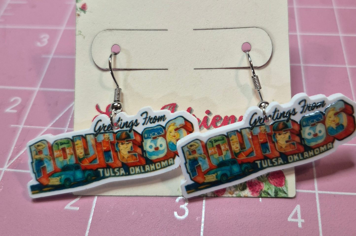 Buck Atoms Land of the Giants Route 66 Earrings
