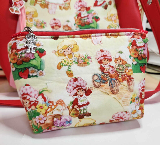 80's Strawberry & Lemon Girls Squared Zipper Pouch Three Sizes
